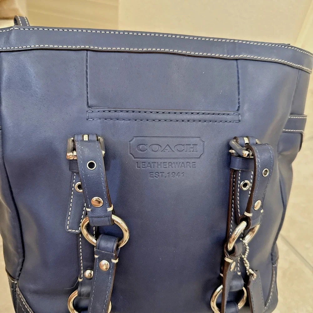 COACH LEGACY Gallery Lunch Tote East West Blue Leather Bag Purse K0993-Z14699